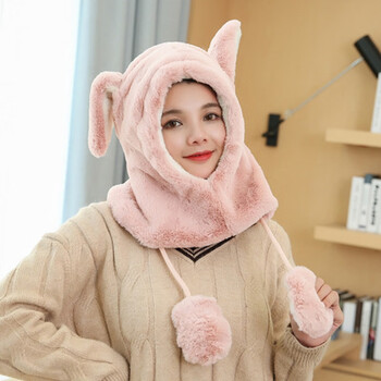 乾裳新品网红兔子帽子会动抖音同款会动的兔耳朵帽子女加厚护耳保暖