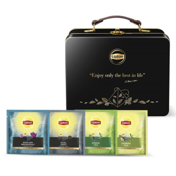 立顿 Lipton 红茶 尊萃之选系列 独立三角袋泡茶包 茶叶礼盒 办公室下午茶 休闲旅行 76.8g 48包