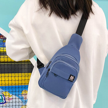 仓梵ins胸包女2021新款韩版斜挎包学生休闲百搭少女胸前包蓝色