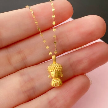 老凤凰黄金硬金小萌佛吊坠999足金弥勒佛如来小金佛保平安挂坠送男友
