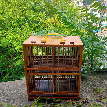 萌小鼠黄豆鸟笼竹制封板小号排笼格笼养笼黄腾绣眼麻料笼 封板黄豆鸟