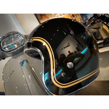 chief头盔 金边系列 复古盔3/4 哈雷情侣半盔vespa姜戈摩托车 黑色 l