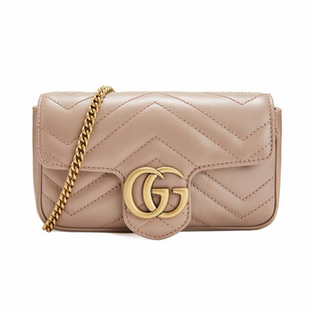 【古驰(gucci)单肩包】古驰(gucci)女士超迷你链条包单肩斜挎包 裸粉