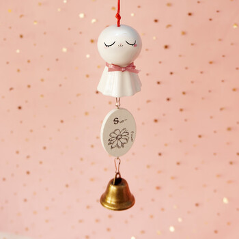 晴天娃娃风铃 ins晴天娃娃生日风铃陶瓷日式阳台挂件铃铛闺蜜一对毕业