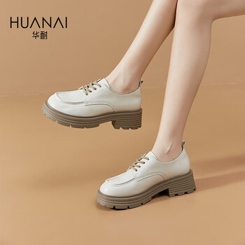 华耐 huanai 单鞋女英伦风乐福鞋复古平底小皮鞋日常百搭女鞋