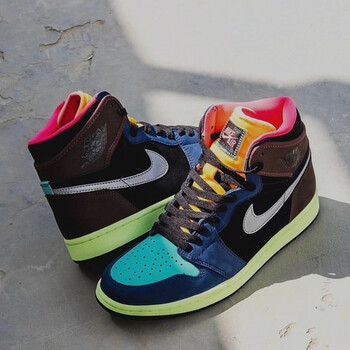 耐克(nike) air jordan1 aj1高帮生物黑客 彩色拼接板鞋女鞋男鞋