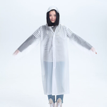 eva登山雨衣旅游户外徒步男女长款书包位连体雨衣白色m