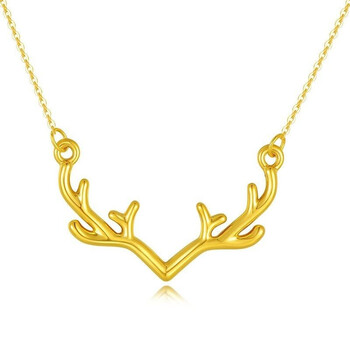 路有你项链女小鹿角锁骨套链黄金送女友情人节礼物 黄金一鹿有你项链