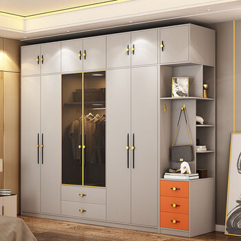 baldinini衣柜卧室出租小户型柜子现代简约家用玻璃门彩色抽屉六七门