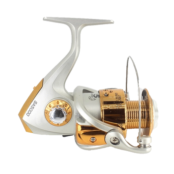 康阁5轴全金属头渔轮海竿轮鱼竿滑轮手摇鱼线轮鱼轮海杆轮子浅灰色