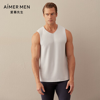 牛奶系爱慕先生保暖内衣男士含桑蚕丝打底宽肩背心ns72d475浅灰165