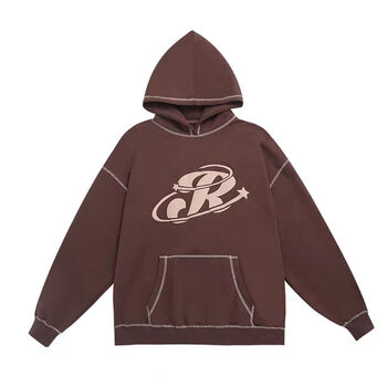 rr星给他爱卫衣r星发泡印花明线卫衣logo绒面国潮连帽ins男女上衣