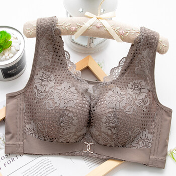 内衣女无钢圈聚拢调整型冬款舒适聚扰纹胸衣女士奶罩2291大地灰4090d