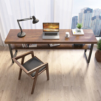 晶耀实木电脑办公桌窗边吧台桌长条桌窄工作台书桌靠墙双层桌办公写字