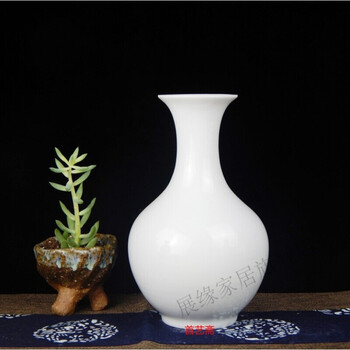 景德镇陶瓷器小花瓶家居装饰客厅摆件纯白插花瓷瓶台面工艺品赏瓶22
