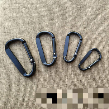 纯黑色d型扣压扁铝合金登山扣装饰扣迷你钥匙扣弹簧扣户外快挂扣7号3