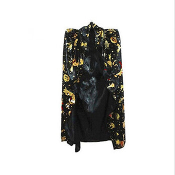 斗篷服饰男女童成人装扮化妆舞会亲子服舞台演出黑金披风儿童款长80