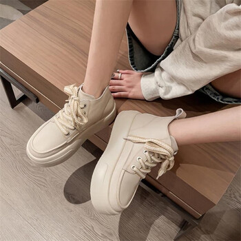 adlvtee潮牌厚底小白鞋女2022秋新款增高松糕鞋子女网红时尚英伦米色