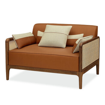 爱马仕橙沙发 轻奢爱马仕橙沙发意大利别墅豪宅高端马鞍皮皮沙发