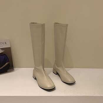 女生马丁靴冬季中长马靴中筒内增高显高小矮个子瘦瘦靴女春季韩版黑色