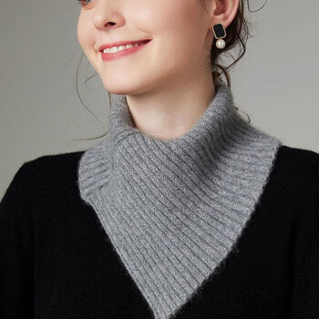 假高领毛衣女仿围脖女冬季保暖简约脖套护颈针织围巾假领子高领百搭