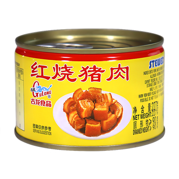 古龙红烧猪肉罐头 227gx3罐 厦门古龙红烧猪肉装户外即食罐头加热熟食