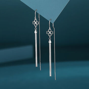 紫韩恋银耳环女长款流苏2022潮时尚气质99足银简约爱心ins耳饰坠网红