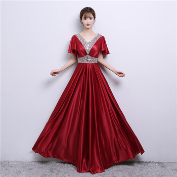 泽卡狼合唱团礼服女大合唱演出服长裙显瘦朗诵红歌比赛主持人表演服装