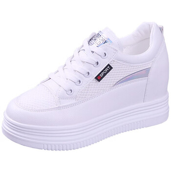 纳瓦奇女士夏季浅口内增高网鞋女松糕厚底鞋春夏新款镂空透气网鞋白