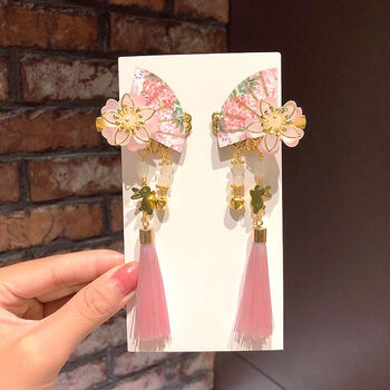 儿童古风头饰发夹女童流苏飘带步摇发饰小女孩古装汉服配饰公主9扇子