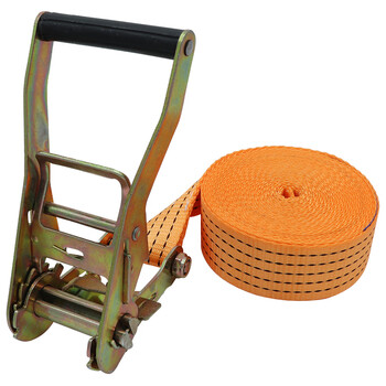 jgl303 橘色棘轮无钩50mm宽涤纶捆绑带紧绳器收紧货物货车棘轮紧绳器