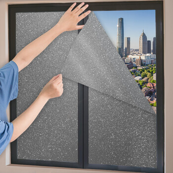 君吻磨砂玻璃贴膜窗户纸防走光透光不透明办公室卫生 升级特厚银闪灰