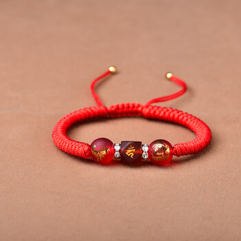 增庆妙尚三合红手绳三合贵神手链2023年生肖兔年三合手串 女款属鸡
