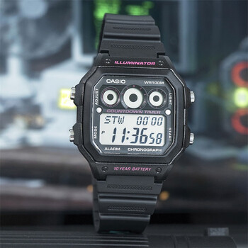 卡西欧(casio)手表男复古多功能运动防水学生小方电子表ae-1300wh-8a