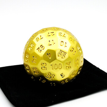 数字1-d100面60面trpg克苏鲁桌游色子dnd周边多面金属骰子 黄色100面