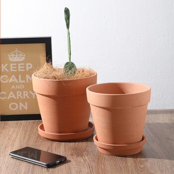 扦续园艺 红陶花盆粗陶土小泥盆室内户外简约多肉陶瓷花盆阳台绿植