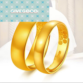 givegood国潮黄金情人节礼物黄金戒指999足金光面实心活口亮面天元