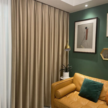 轻奢隔音现代丝绒窗帘轻奢2022新款丝绒厚驼色窗帘遮光卧室北欧现代