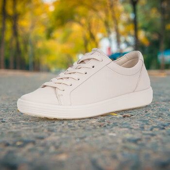 爱步eccosoft7w板鞋平底运动鞋经典小白鞋女柔酷7号59113石灰色70087