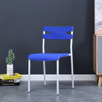 森塑料餐椅家用靠背椅子加厚电脑椅办公椅培训椅简约户外休闲椅 蓝色