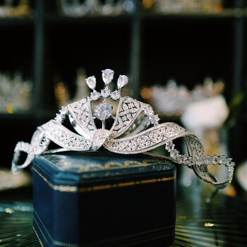 欧美复古宝石公主皇冠大气新娘结婚生日成年礼王冠定制款银色