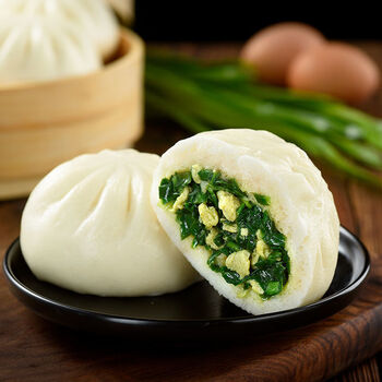 荠菜包子野菜大包子早点素菜包营养素食早餐家庭装速冻半成品韭菜鸡蛋