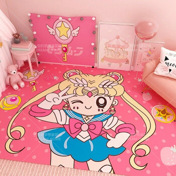 美少女战士地毯可爱美少女战士地毯卧室少女心房间布置公主粉装饰少女