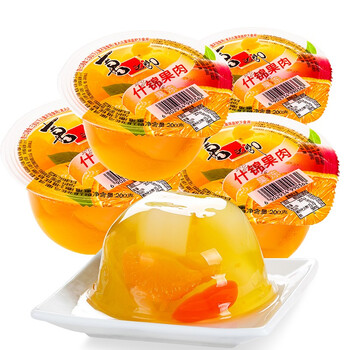 喜之郎什锦果肉果冻大杯装布丁果冻整箱儿童节零食小吃5杯黄桃味2杯