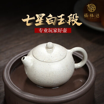 福格达宜兴紫砂壶原矿全手工泡茶壶七星白玉段西施220cc