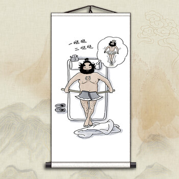 山林猛虎下山图 搞笑字画三英战吕布八骏图仿古画唐伯