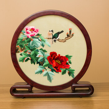 中国风 手工双面刺绣 小屏风双面绣刺绣摆件成品古典中式苏绣桌面台屏