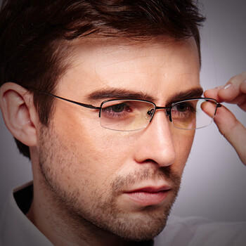 配高端商务超轻纯钛光学镜近视眼镜框舒适半框眼镜架男款变色成品