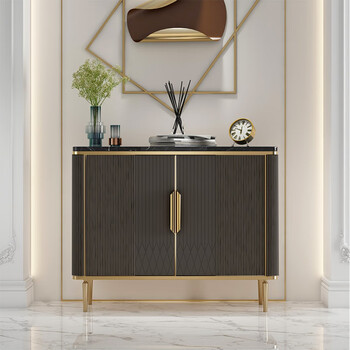 走廊尽头置物架 轻奢玄关柜现代简约走廊过道尽头大理石桌入户靠墙