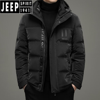 吉普jeep羽绒服男运动冬季新款羽绒外套连帽休闲简约大码保暖舒适冬装